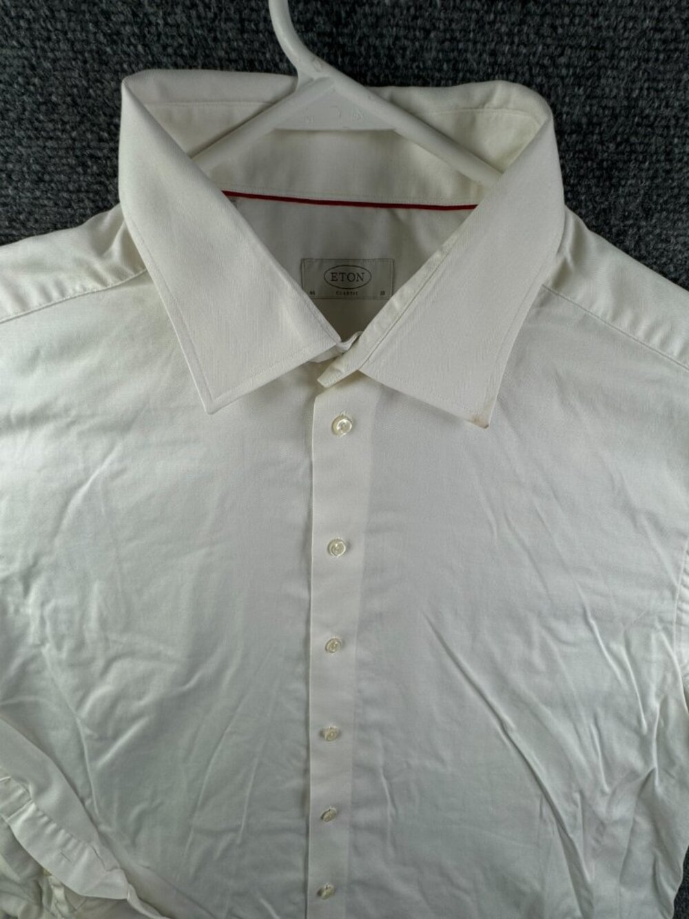 Eton White Long Sleeve Button Up Shirt Cotton 18 Classic French Cuff Sweden **